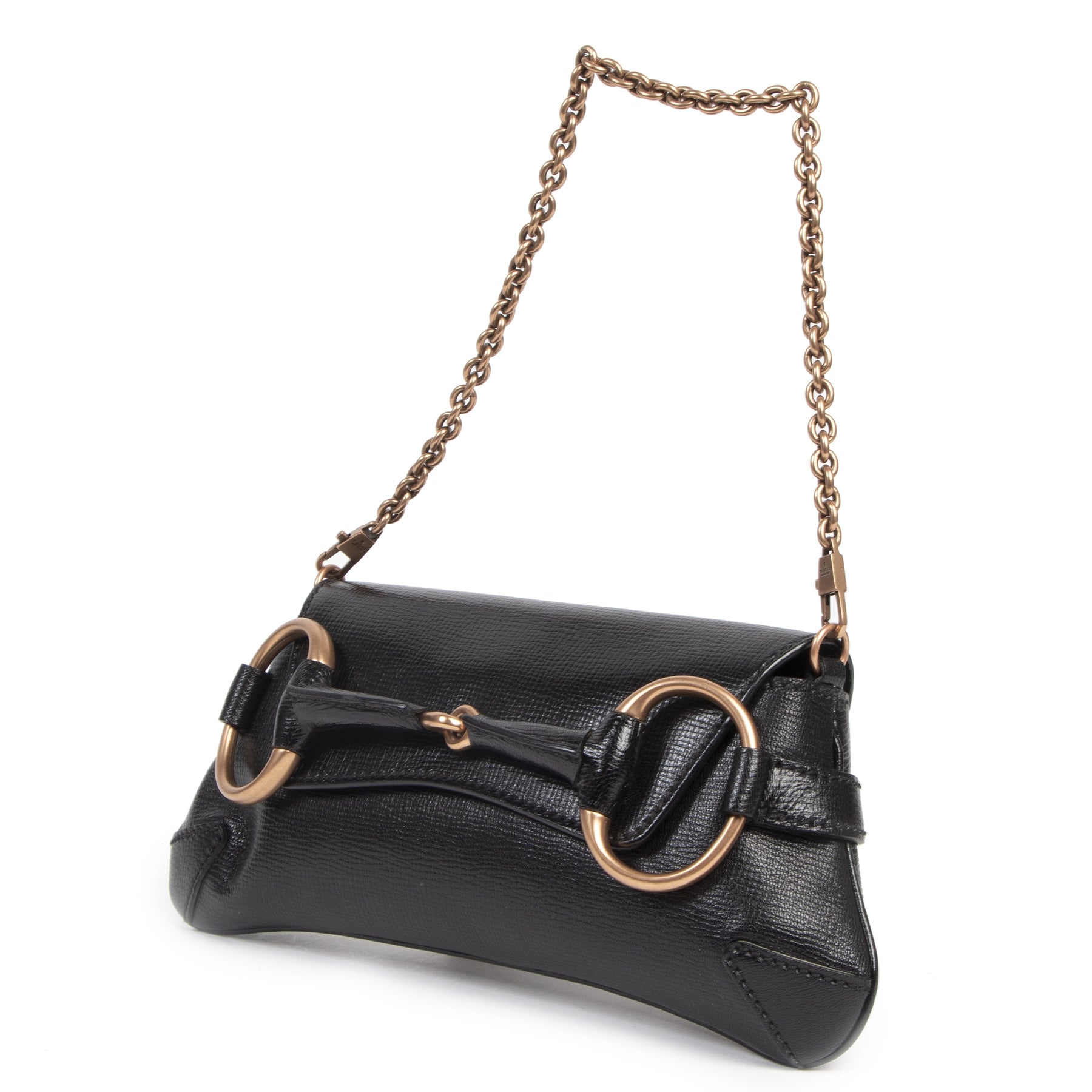 Authentic secondhand Gucci Black Horsebit Shoulder Bag designer bags fashion luxury vintage webshop designer brands safe secure online shopping