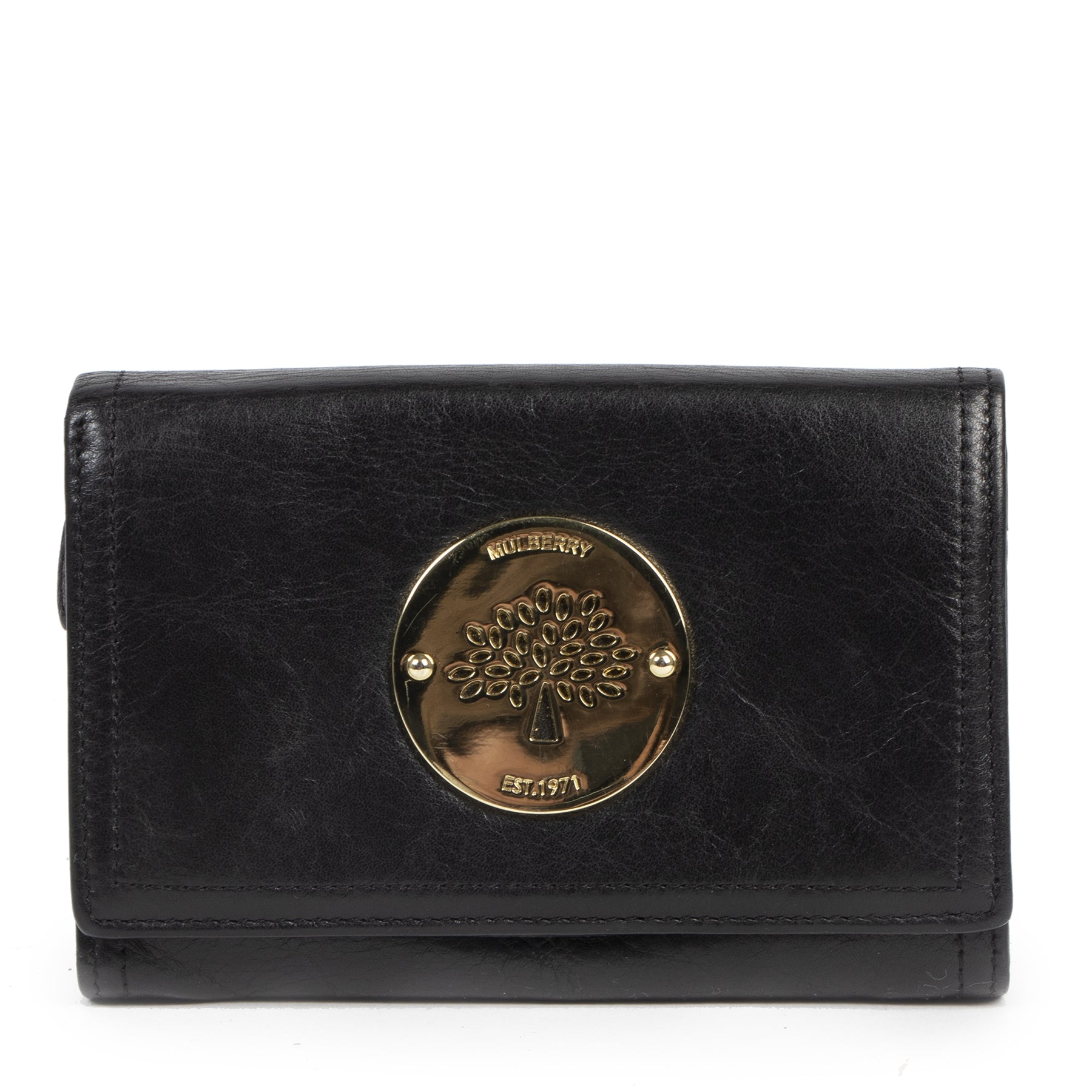 Authentic second-hand vintage Mulberry Black Daria Wallet buy online webshop LabelLOV