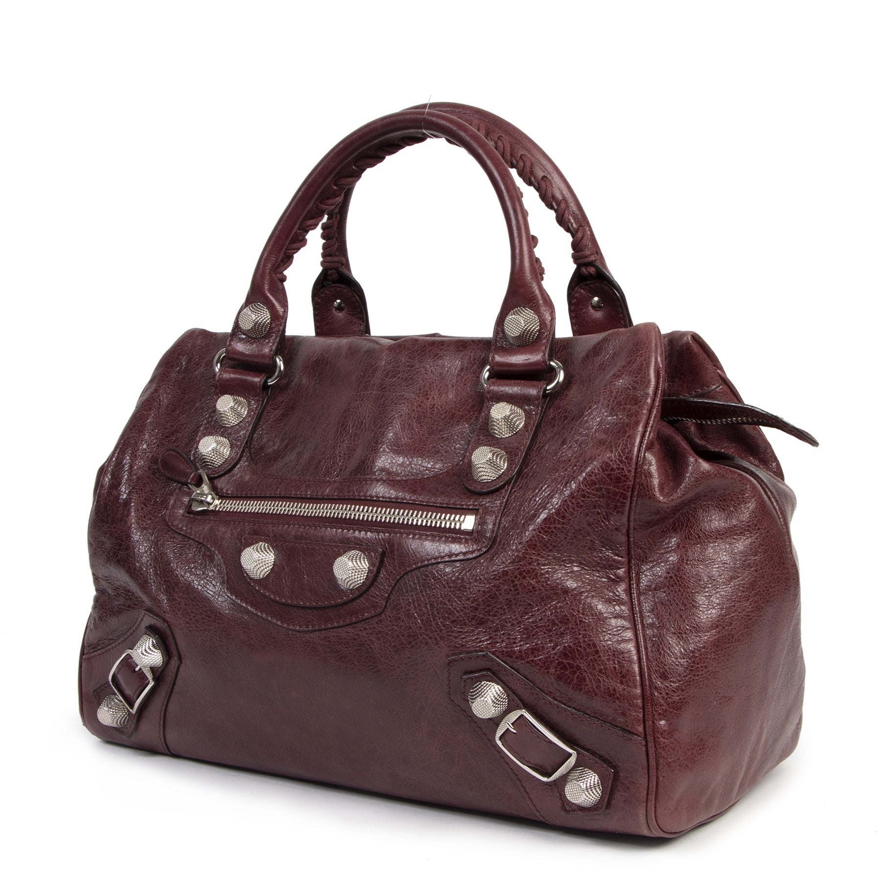 Authentic secondhand Balenciaga Midday Burgundy Giant Stud Bag designer bags fashion luxury vintage webshop safe secure online shopping