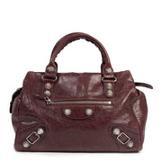 Authentieke Tweedehands Balenciaga Midday Burgundy Giant Stud Bag juiste prijs veilig online shoppen luxe merken webshop winkelen Antwerpen België mode fashion