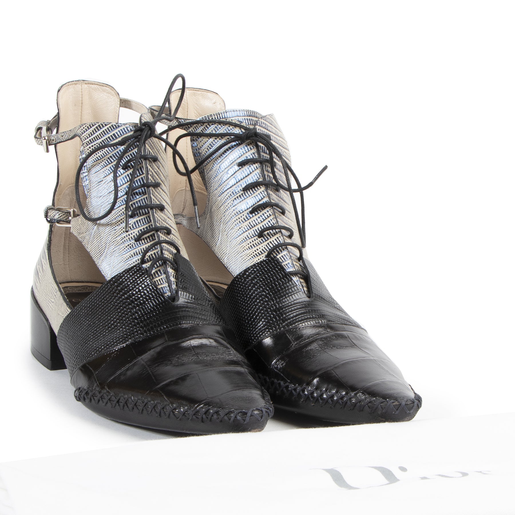 Buy and sell your authentic Dior Nomade Embossed Leather Lace-Up Boots - size 39