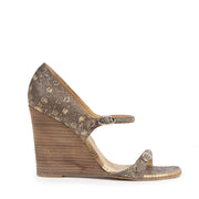 Authentieke Tweedehands Hermès Strappy Lizard & Leather Wedge Sandal - Size 38,5 juiste prijs veilig online shoppen luxe merken webshop