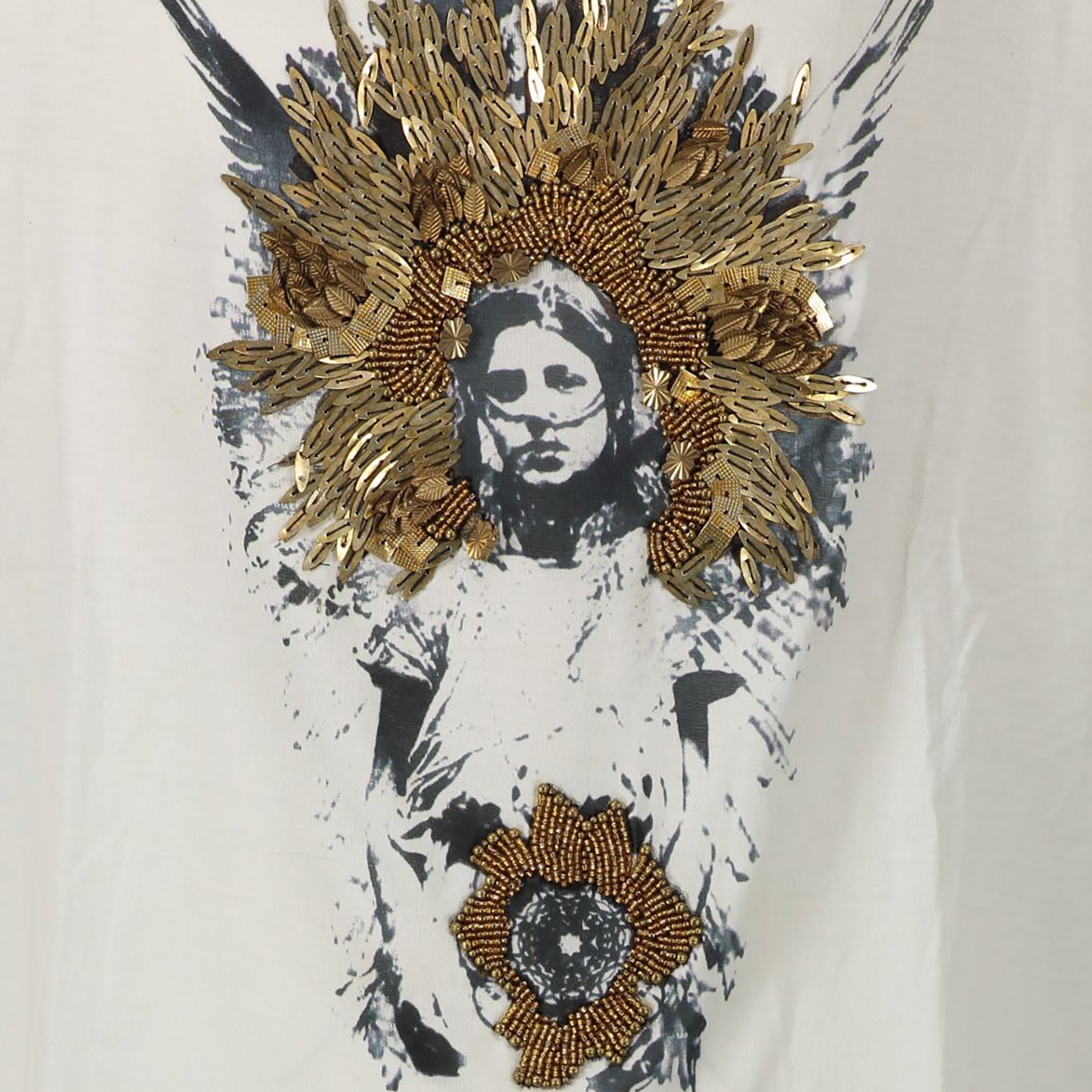 Authentic secondhand Givenchy T-Shirt Gold Paillettes - Size S designer clothing fashion luxury vintage webshop safe secure online shopping