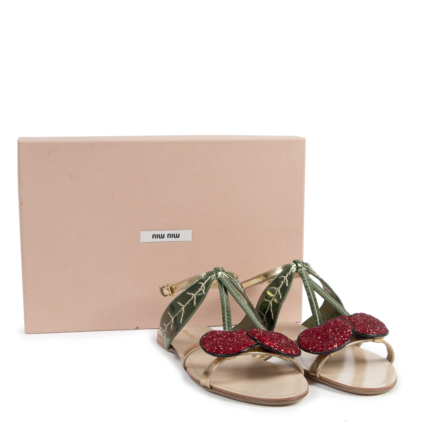 Authentic secondhand Miu Miu Cherry Sandals - Size 39,5 designer shoes luxury vintage webshop fashion safe secure online shopping