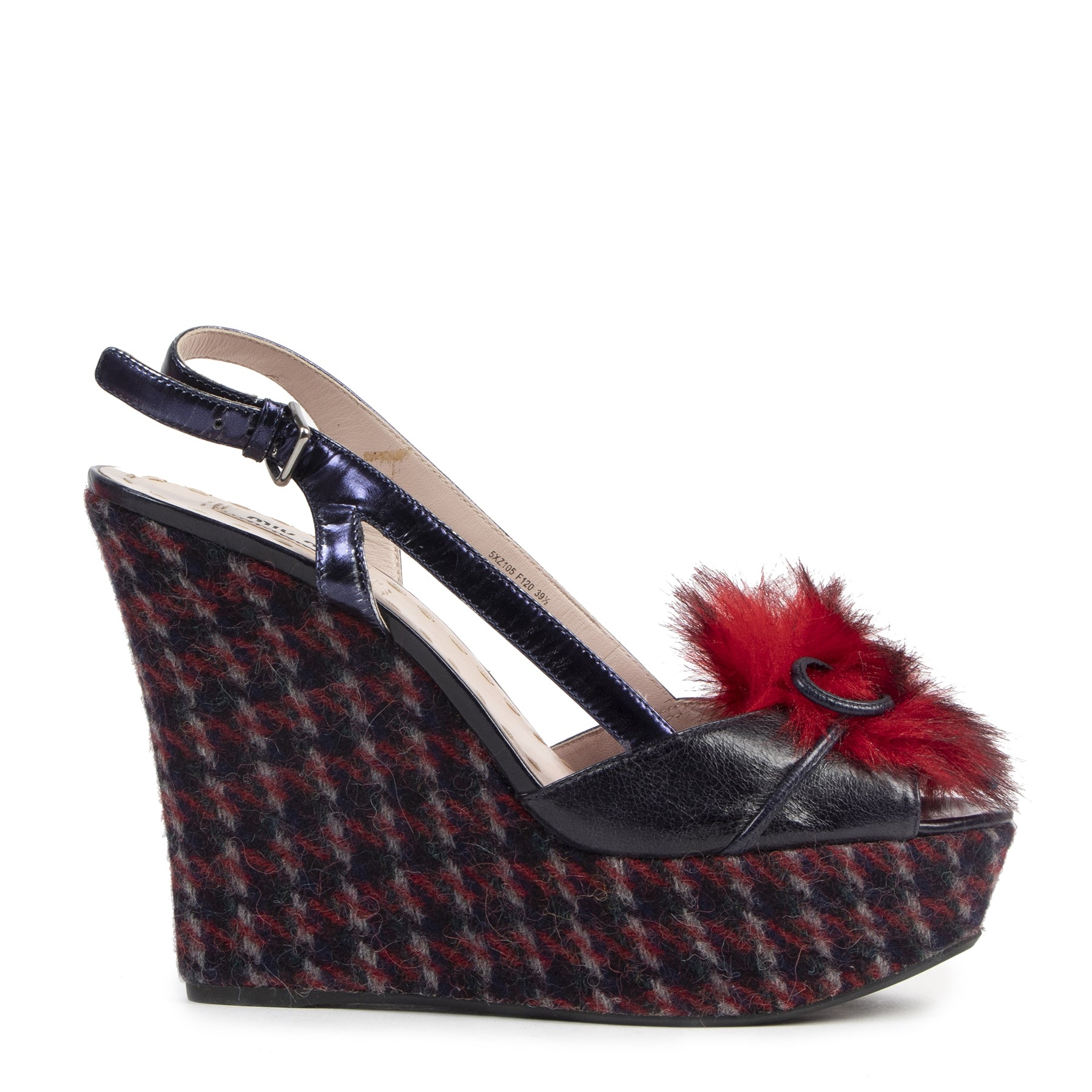 Authentic second-hand vintage Miu Miu Plaid Wedges - Size 39,5 buy online webshop LabelLOV