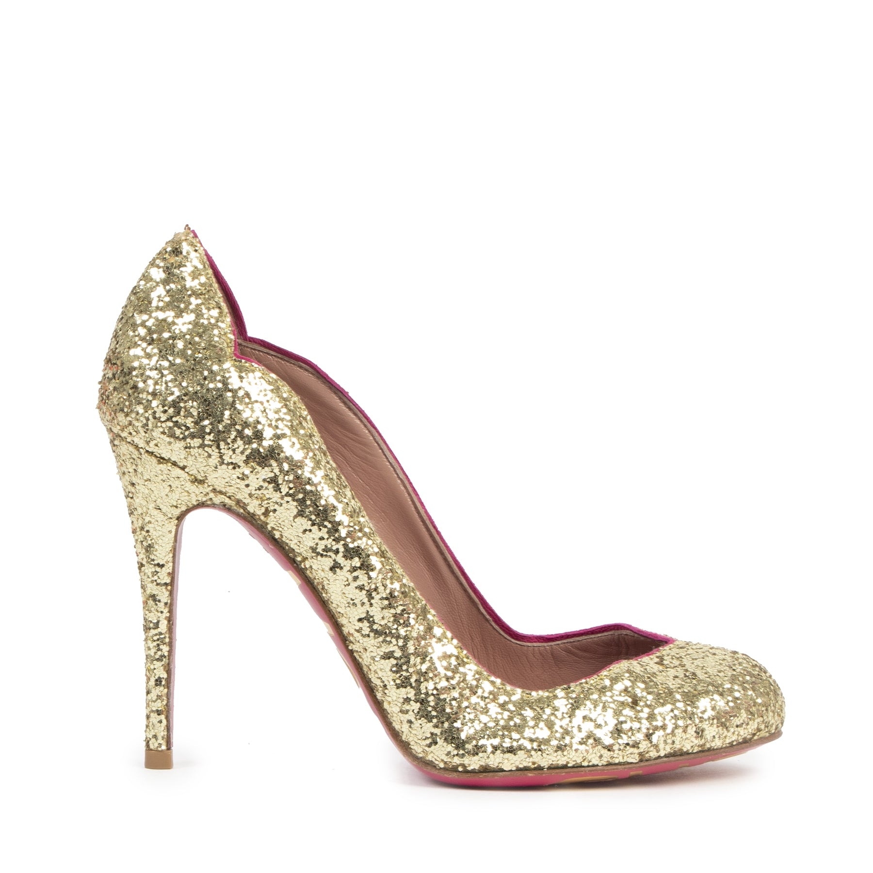 Authentieke Tweedehands Red Valentino Gold Mon Coeur Pumps - Size 38 juiste prijs veilig online shoppen luxe merken webshop winkelen Antwerpen België mode fashion