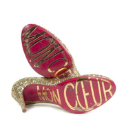 Authentic secondhand Red Valentino Gold Mon Coeur Pumps - Size 38 designer luxury vintage webshop fashion safe secure online shopping