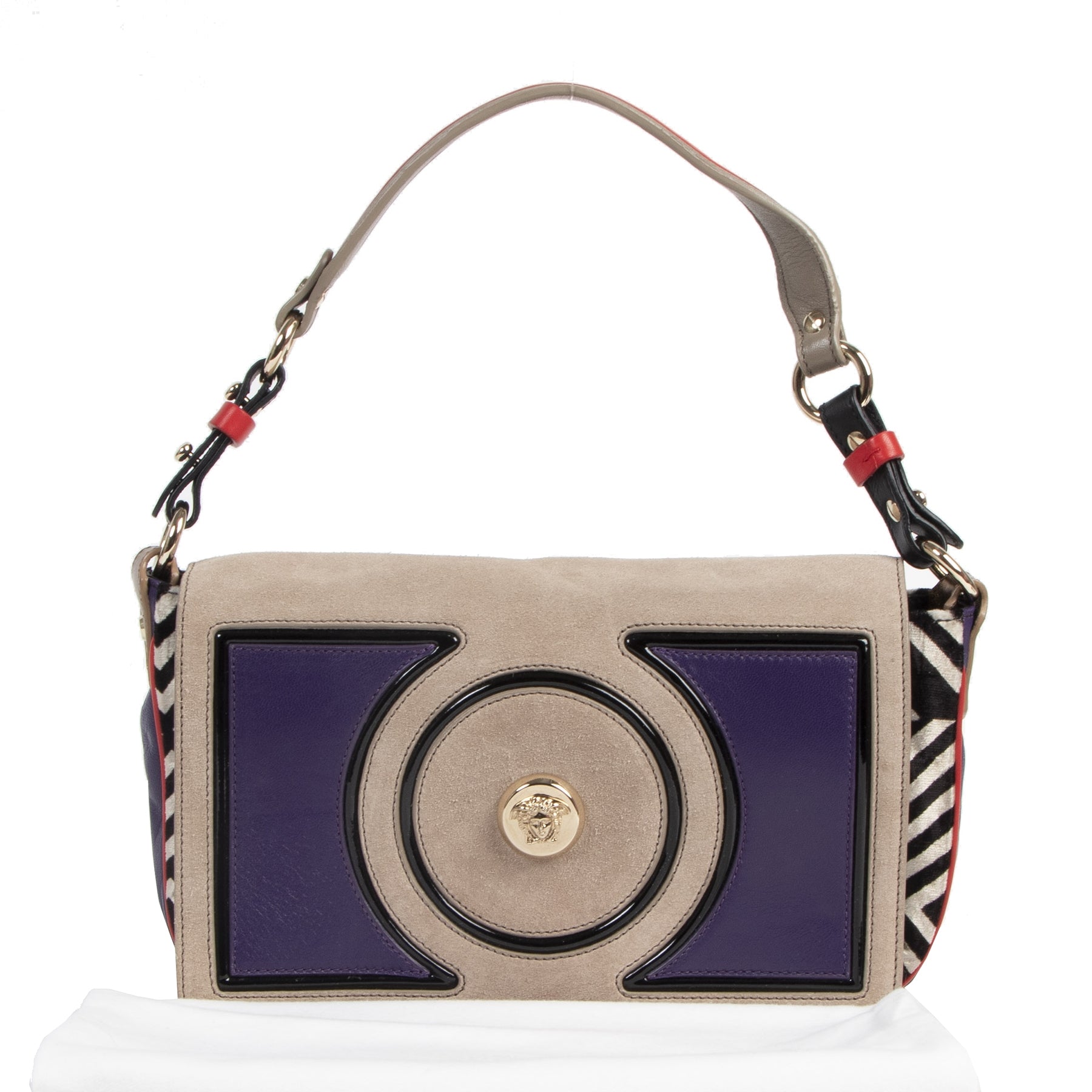 Authentic secondhand Versace Purple Grey Printed Shoulder Bag designer bags fashion luxury vintage webshop safe secure online shopping