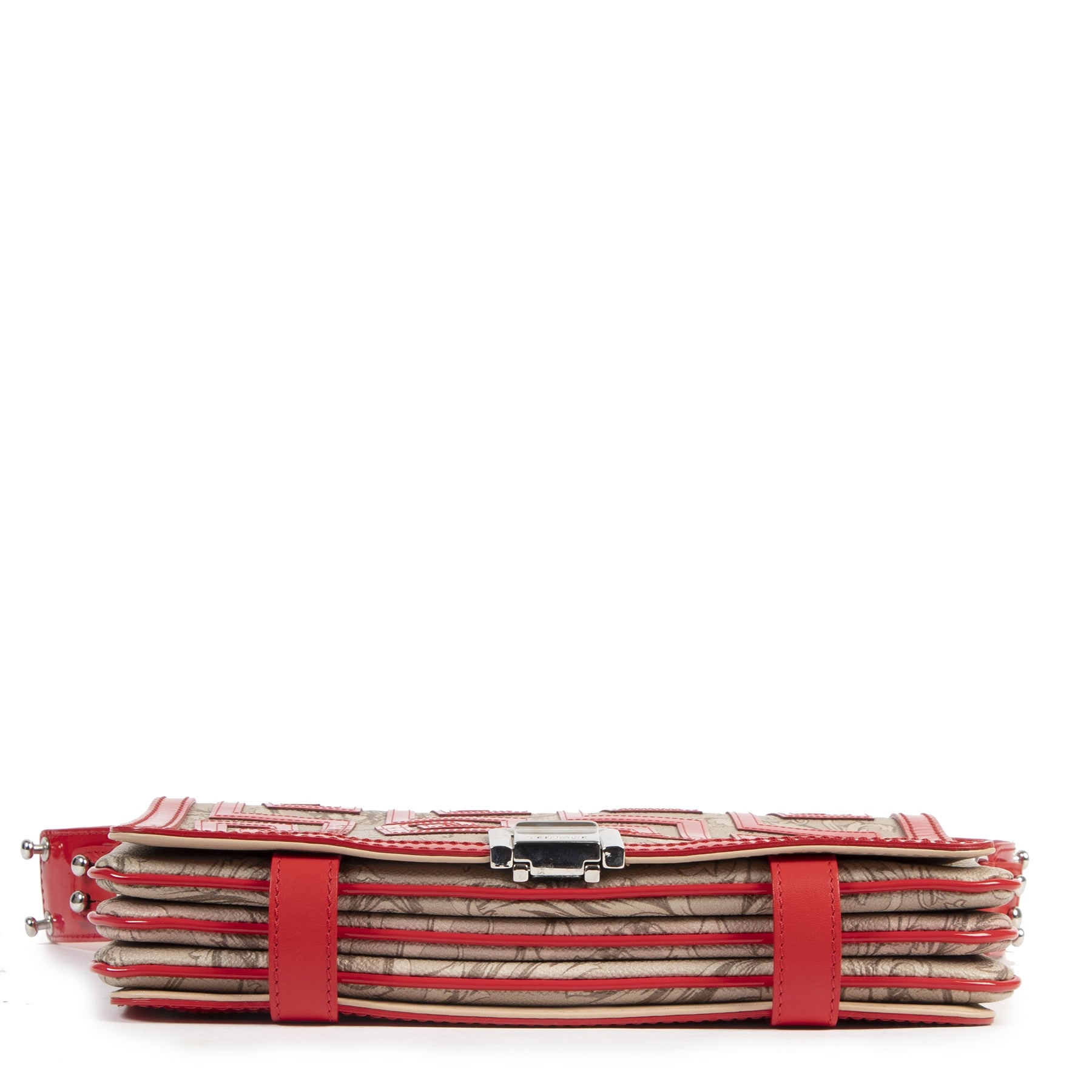 Authentic second-hand vintage Versace Red Baroque Print Shoulder Bag buy online webshop LabelLOV