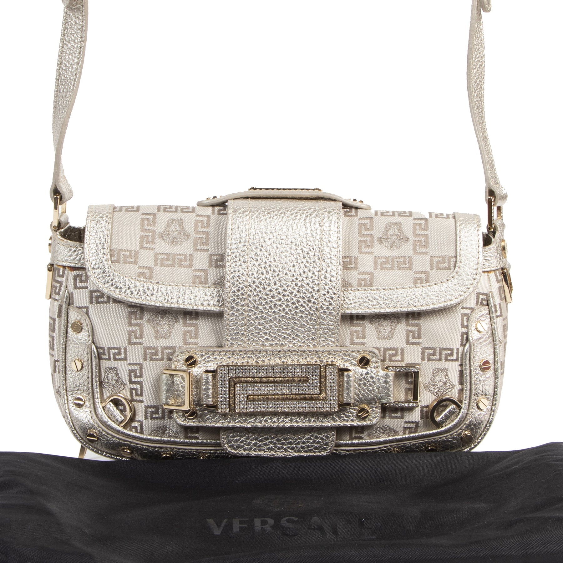 Authentic secondhand Versace Silver Medusa Shoulder Bag designer bags fashion luxury vintage webshop safe secure online shopping