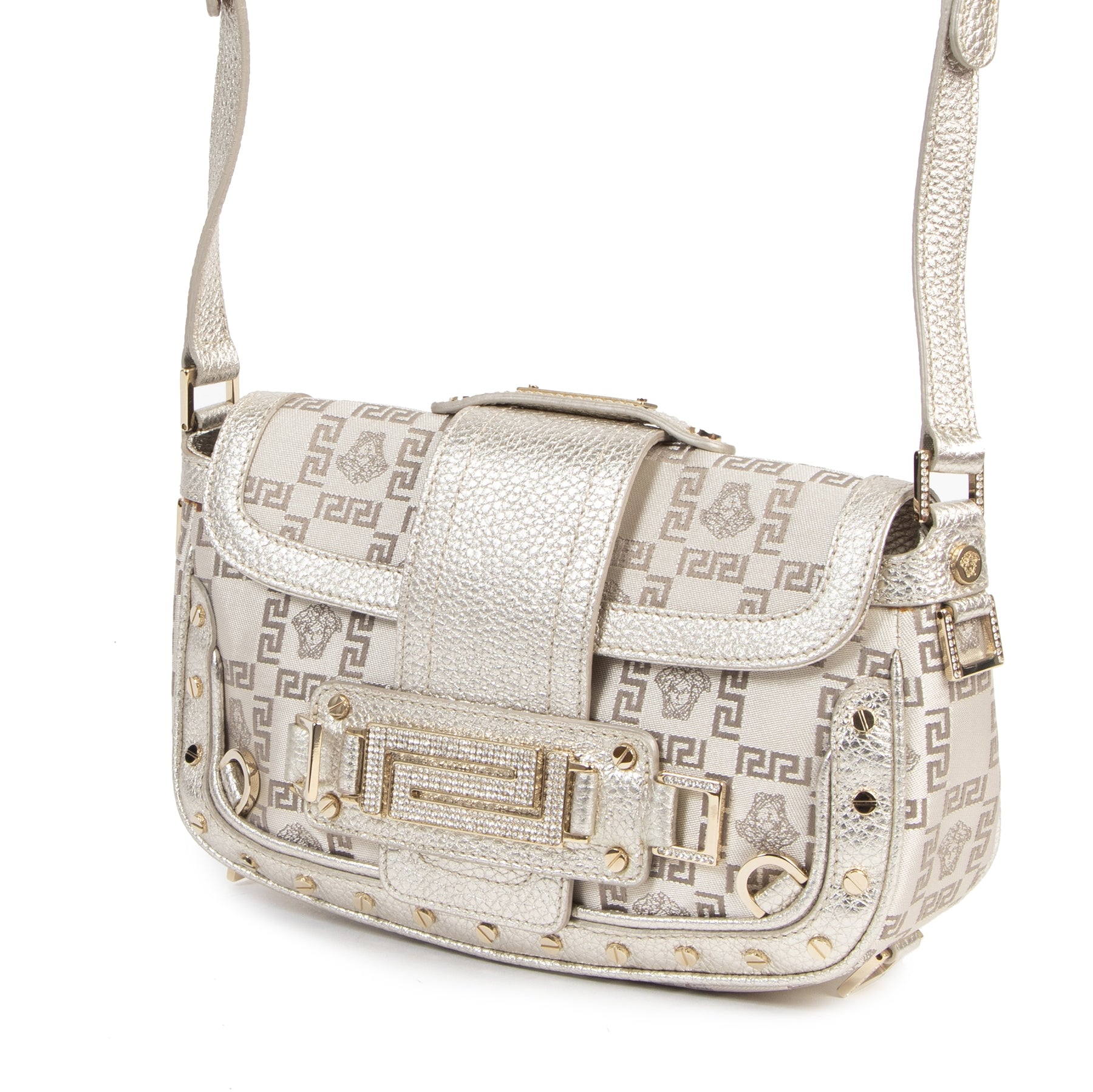 Authentic secondhand Versace Silver Medusa Shoulder Bag designer bags fashion luxury vintage webshop safe secure online shopping