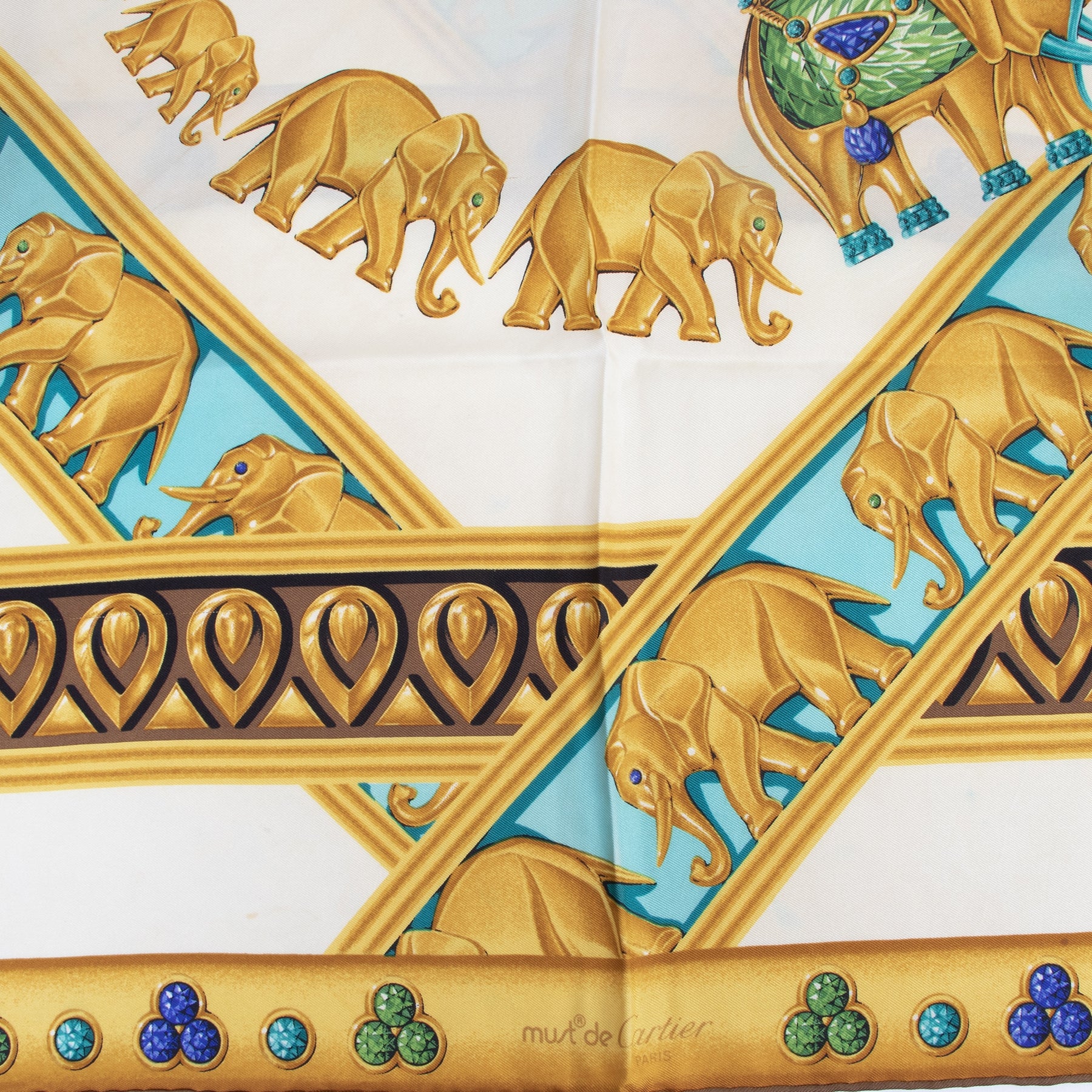 Authentic secondhand Cartier Must De Cartier Silk Scarf luxury vintage webshop fashion safe secure online shopping