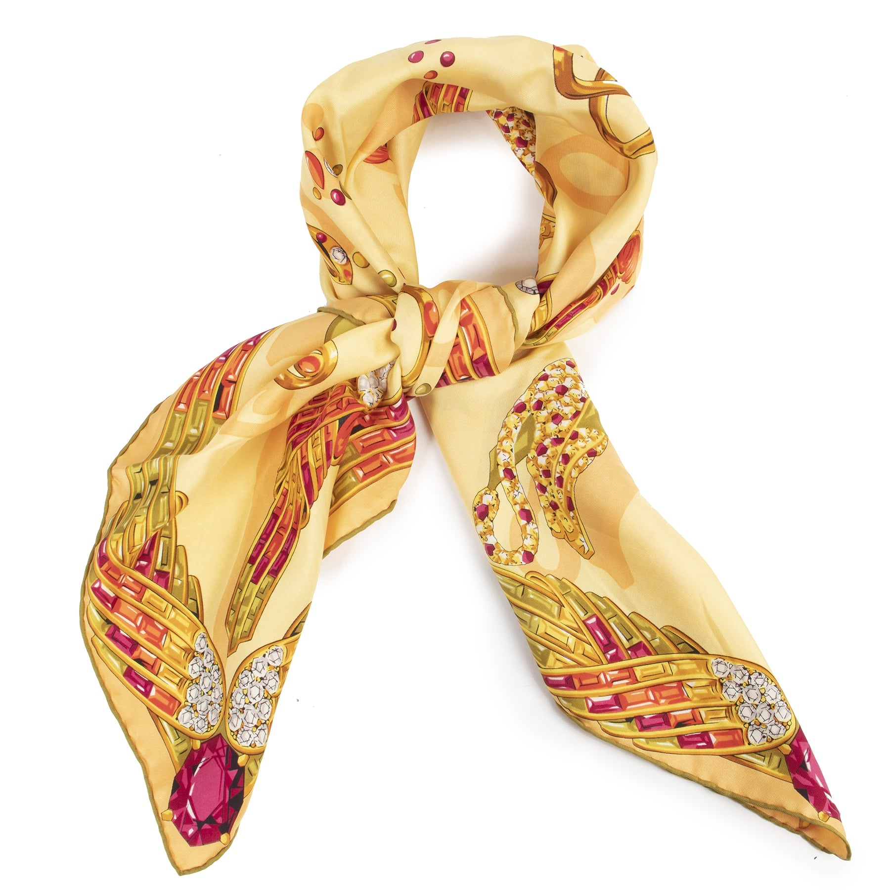 Authentic secondhand Cartier Gold Bejeweled Silk Scarf luxury vintage webshop fashion safe secure online shopping