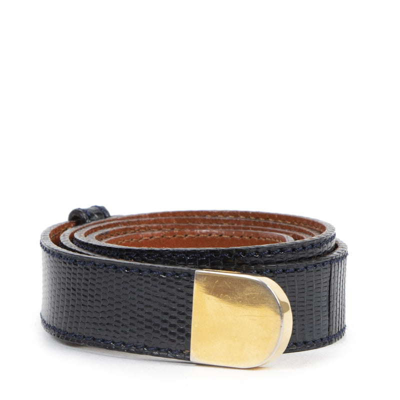 Delvaux Blue Lizard Belt for the best price at Labellov secondhand luxury in Antwerp