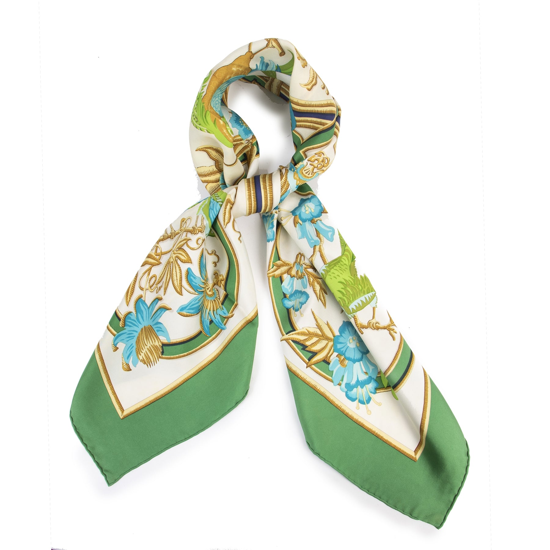 Authentic second-hand vintage Hermès Caraïbes Carré Scarf buy online webshop LabelLOV