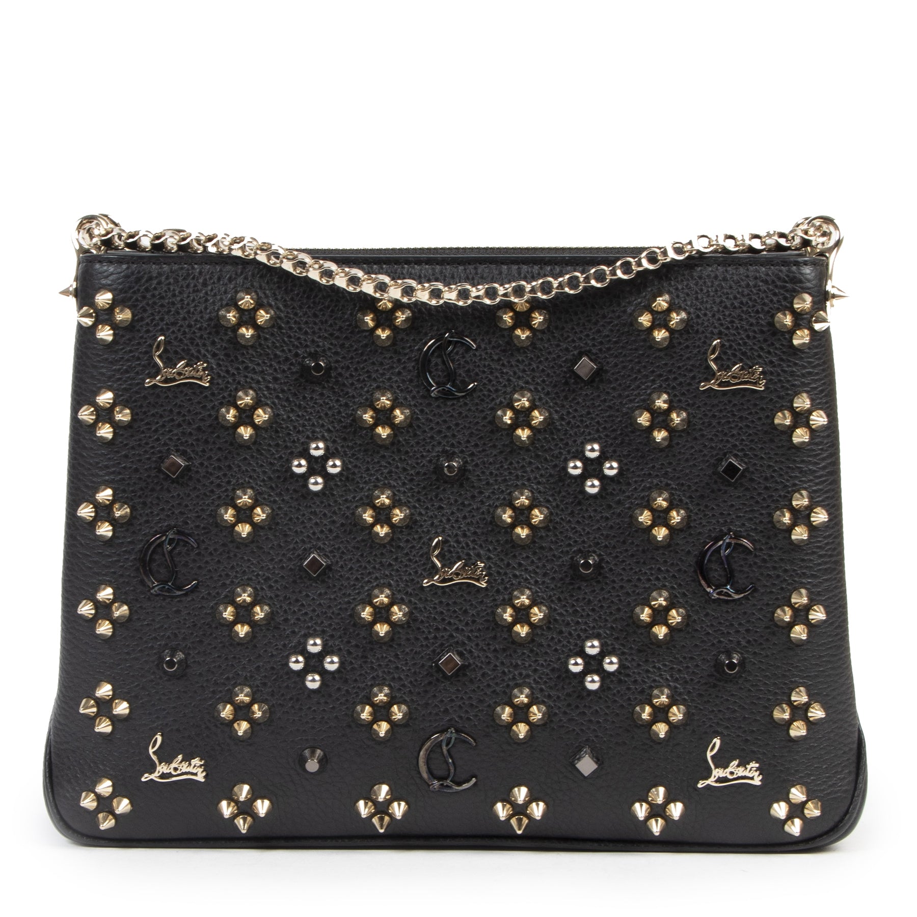 Authentic secondhand Christian Louboutin Triloubi Triple-Gusset Spiked Large Shoulder Bagdesigner bags luxury vintage webshop fashion safe secure online shopping