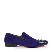 Christian Louboutin Spooky Velours Blue Spikes Men Slip-on Loafers - Size 43,5