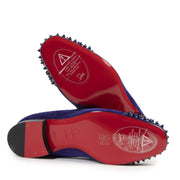 koop veilig online jou tweedehands Christian Louboutin Spooky Velours Blue Spikes Men Slip-on Loafers - Size 43,5