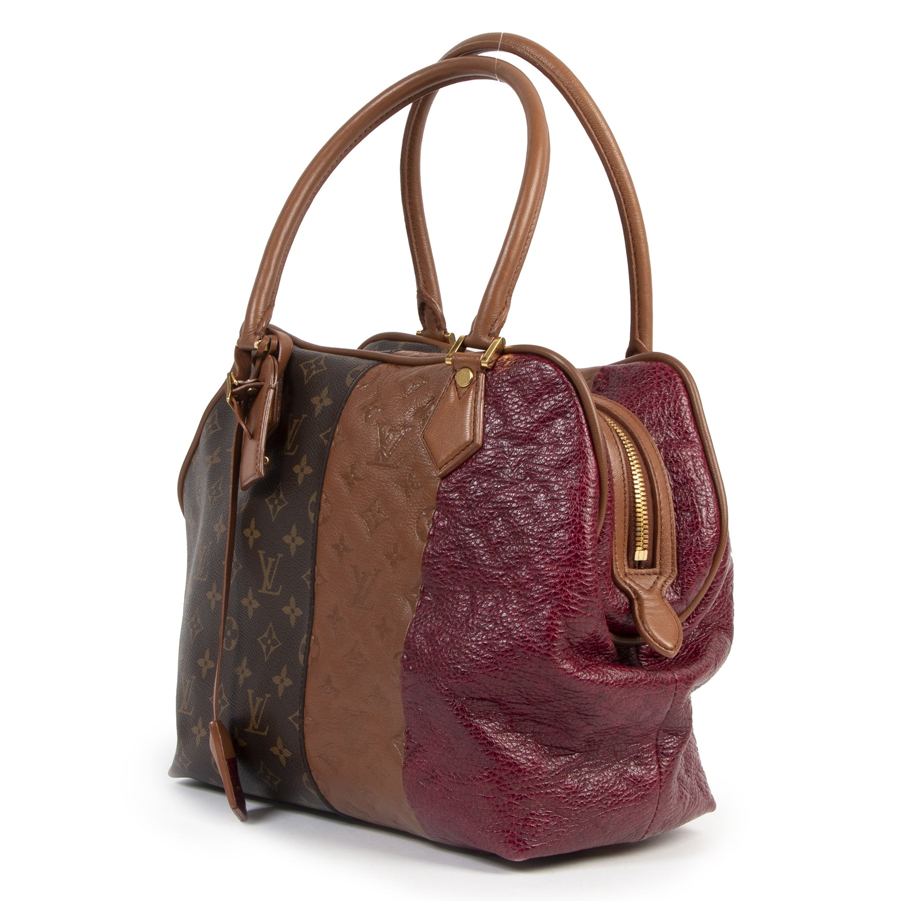 Louis Vuitton Burgundy Blocks Zipped Tote Bag
