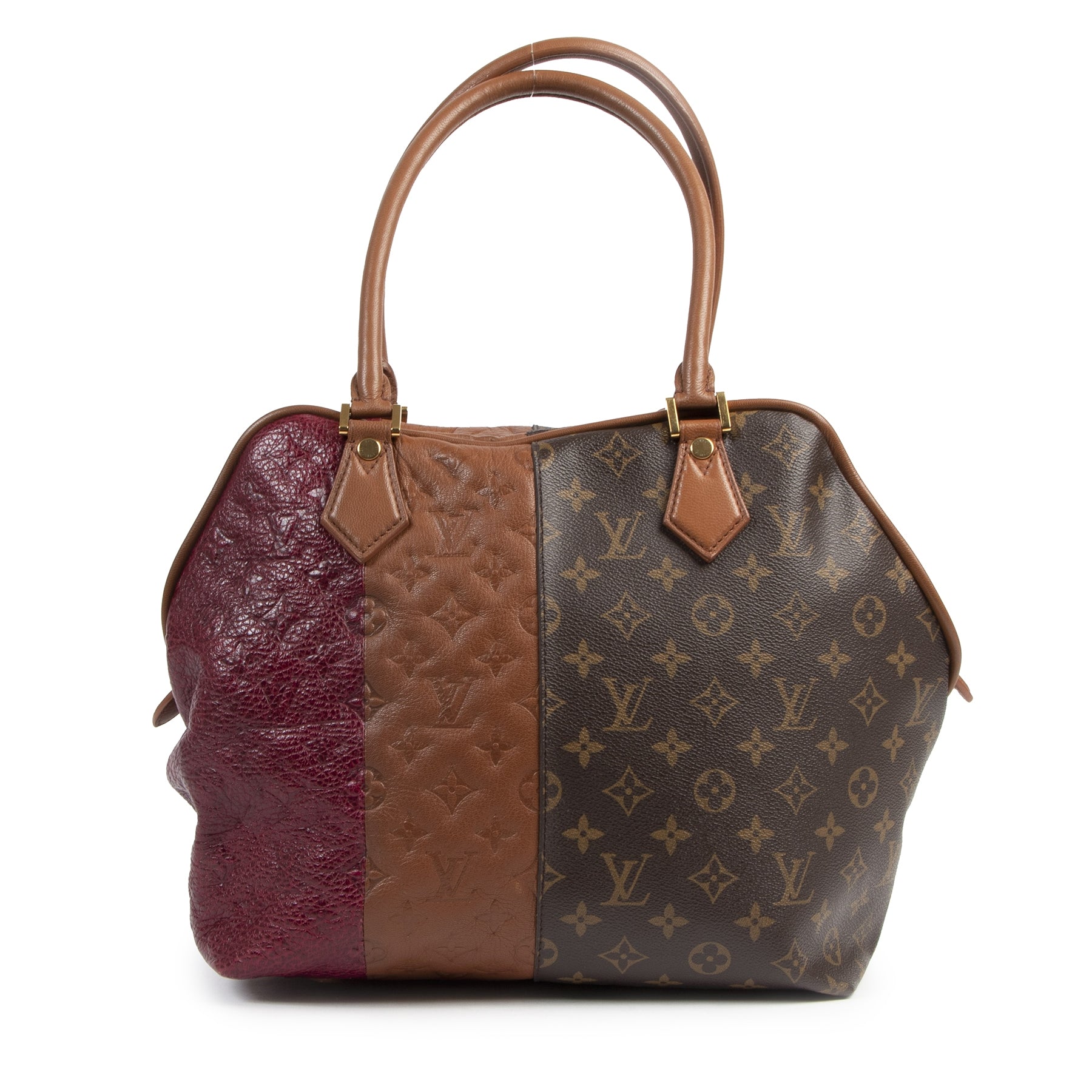 Louis Vuitton Burgundy Blocks Zipped Tote Bag