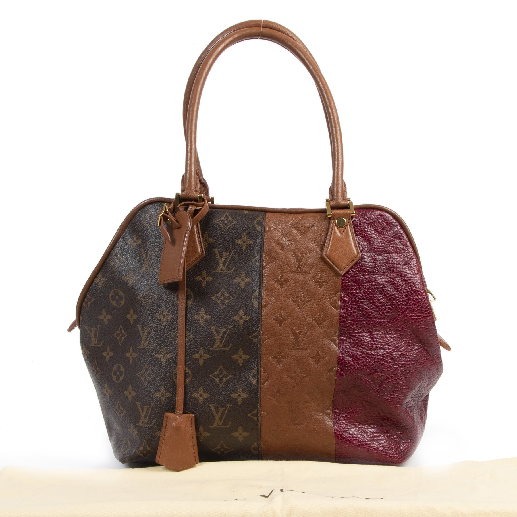 Koop en verkoop uw authentieke designer Louis Vuitton Burgundy Blocks Zipped Tote Bag
