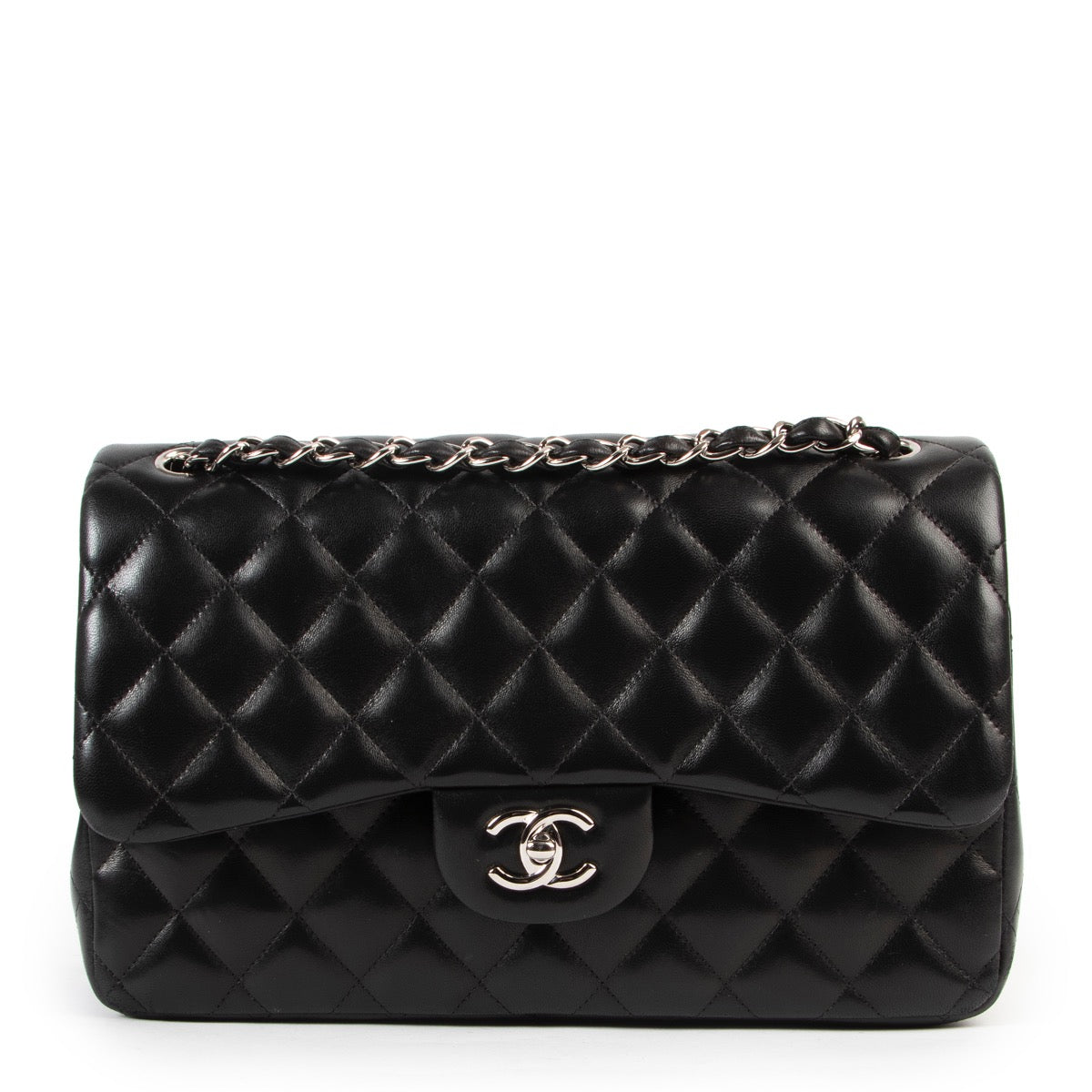 Chanel Black Jumbo Lambskin Double Classic Flap Bag