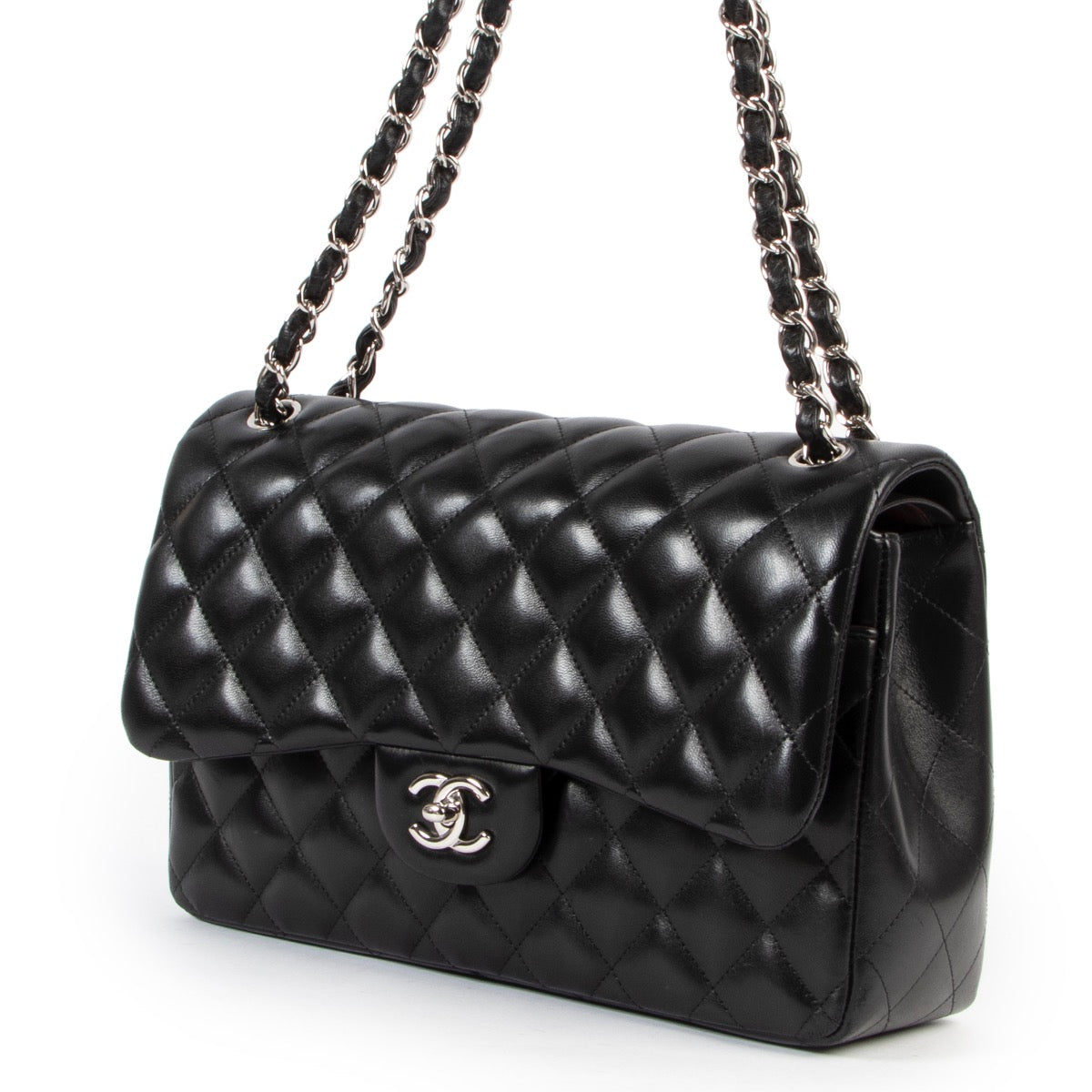 Chanel Black Jumbo Lambskin Double Classic Flap Bag