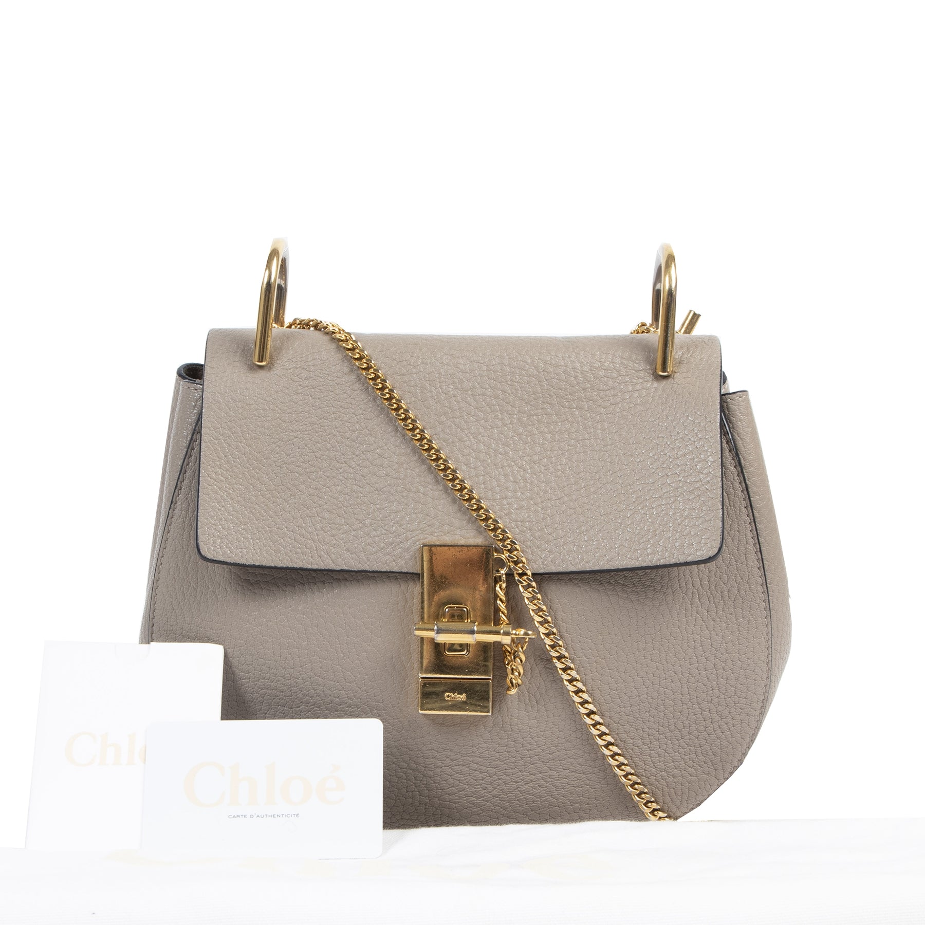 Authentieke tweedehands vintage Chloé Grey Drew Shoulder Bag koop online webshop LabelLOV