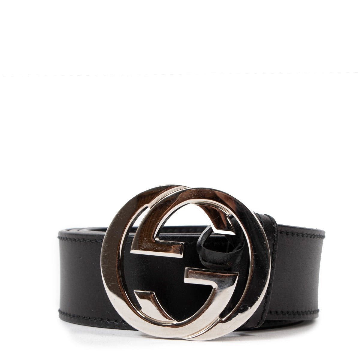 Gucci Black Leather Interlocking G Belt