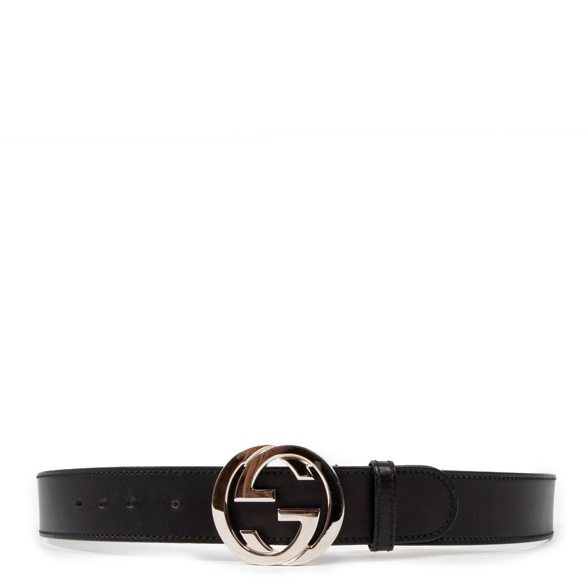 Gucci Black Leather Interlocking G Belt