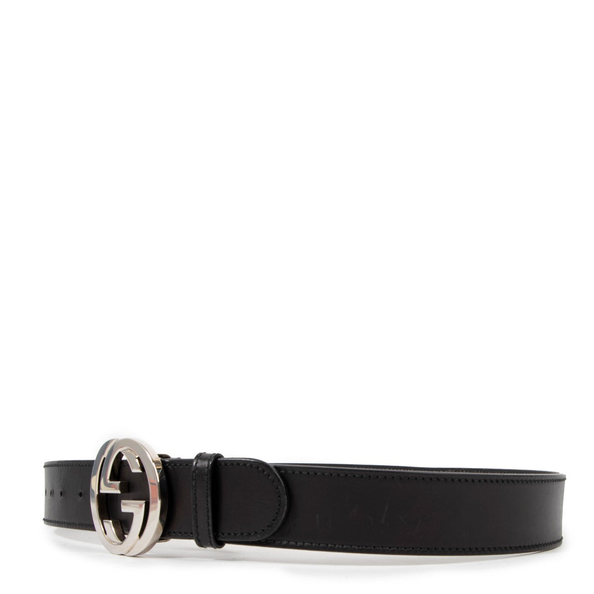 Gucci Black Leather Interlocking G Belt - Size 95