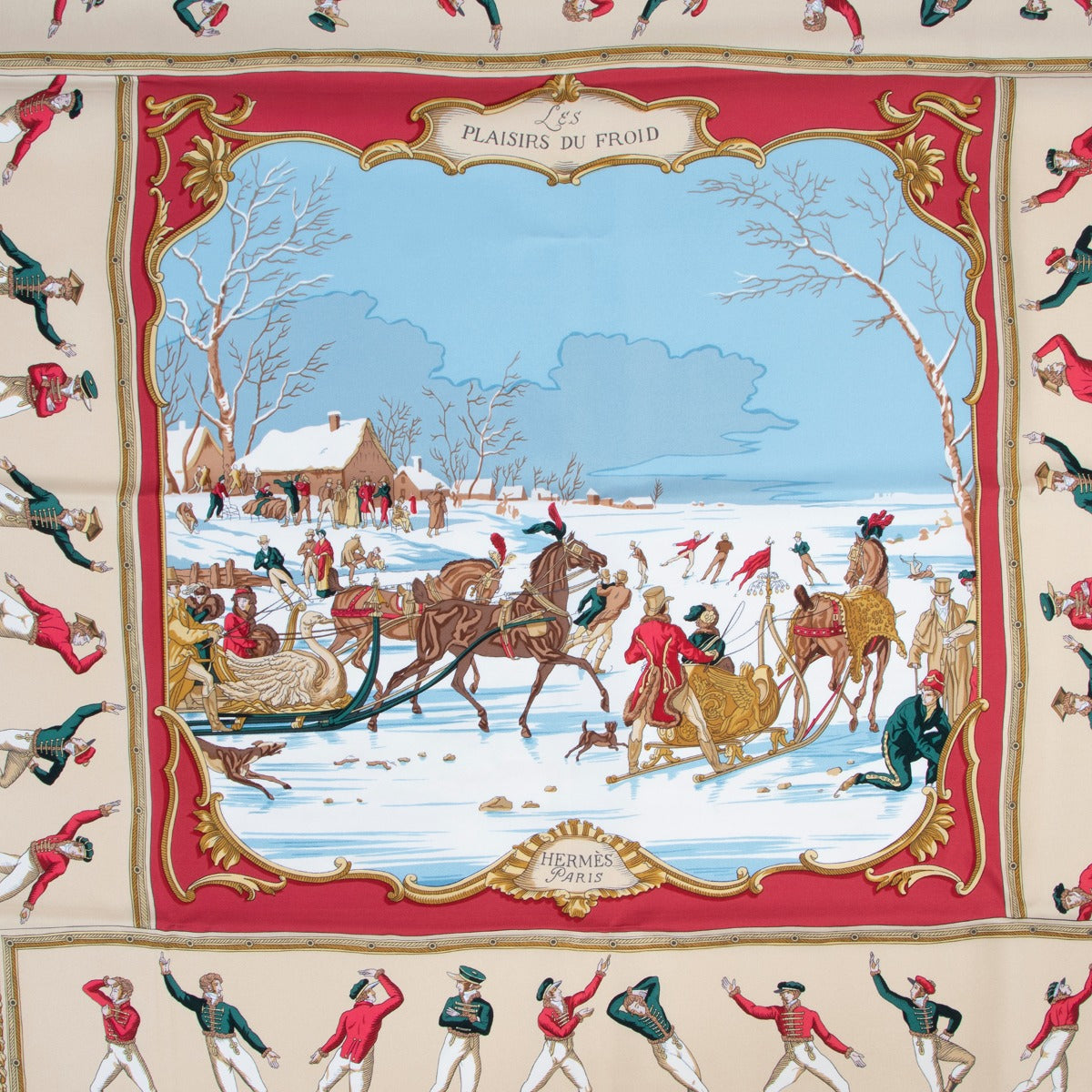 Hermès Red Les Plaisirs Du Froid Scarf