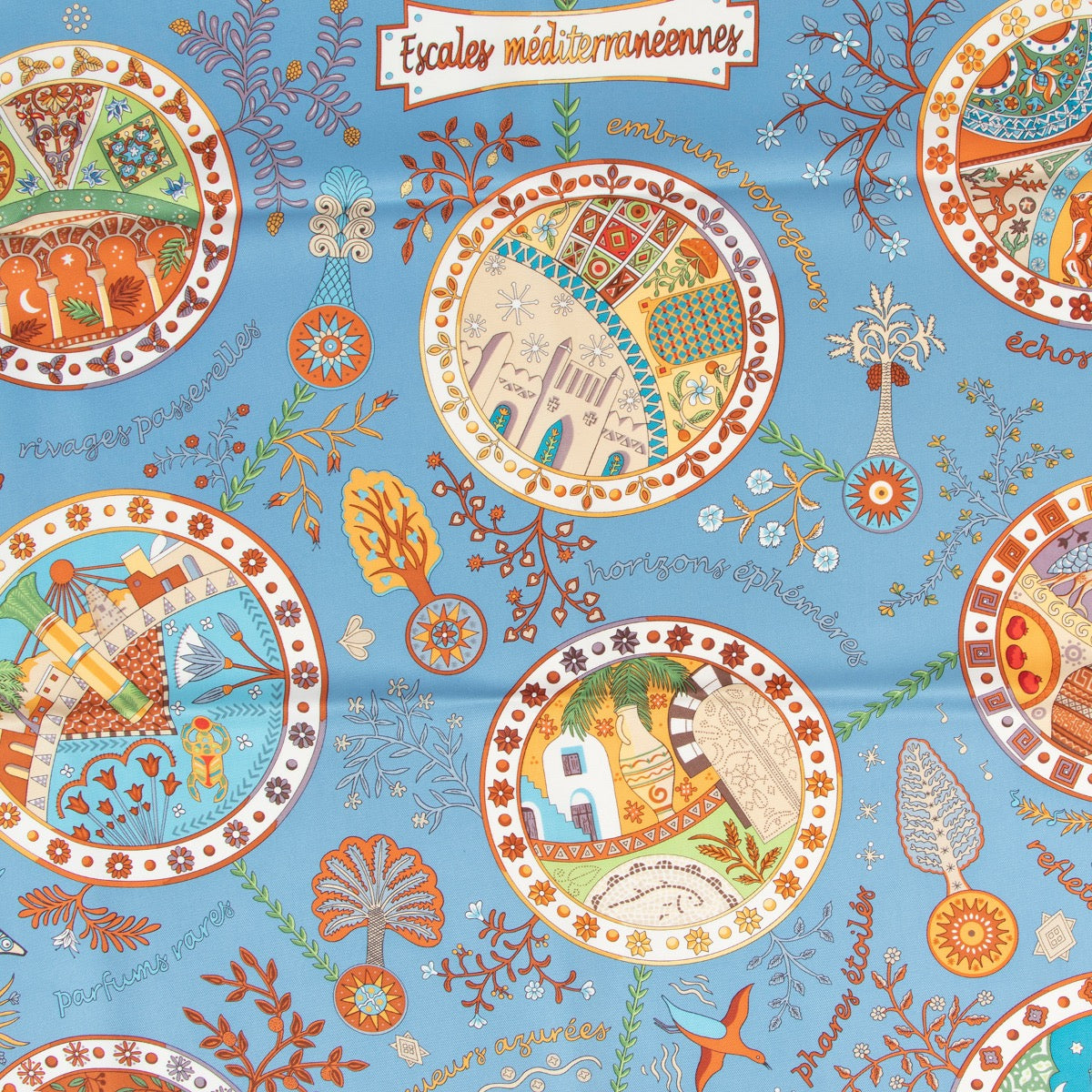 Shop safe online 100% authentic second hand Hermès Blue Escales Méditerranéennes Scarf in very good condition at the right price at Labellov in Antwerp.