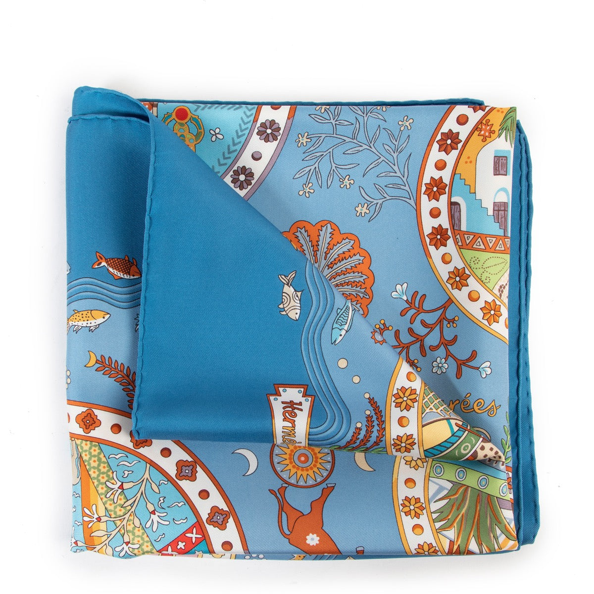 Shop safe online 100% authentic second hand Hermès Blue Escales Méditerranéennes Scarf in very good condition at the right price at Labellov in Antwerp.
