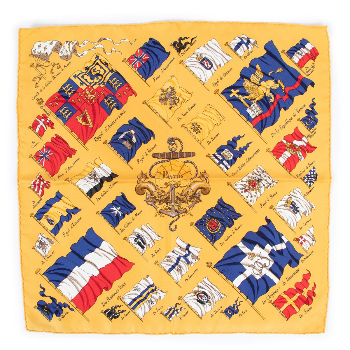 Shop safe online 100% authentic second hand Hermès Yellow Pavois Scarf at labellov in Antwerp.
