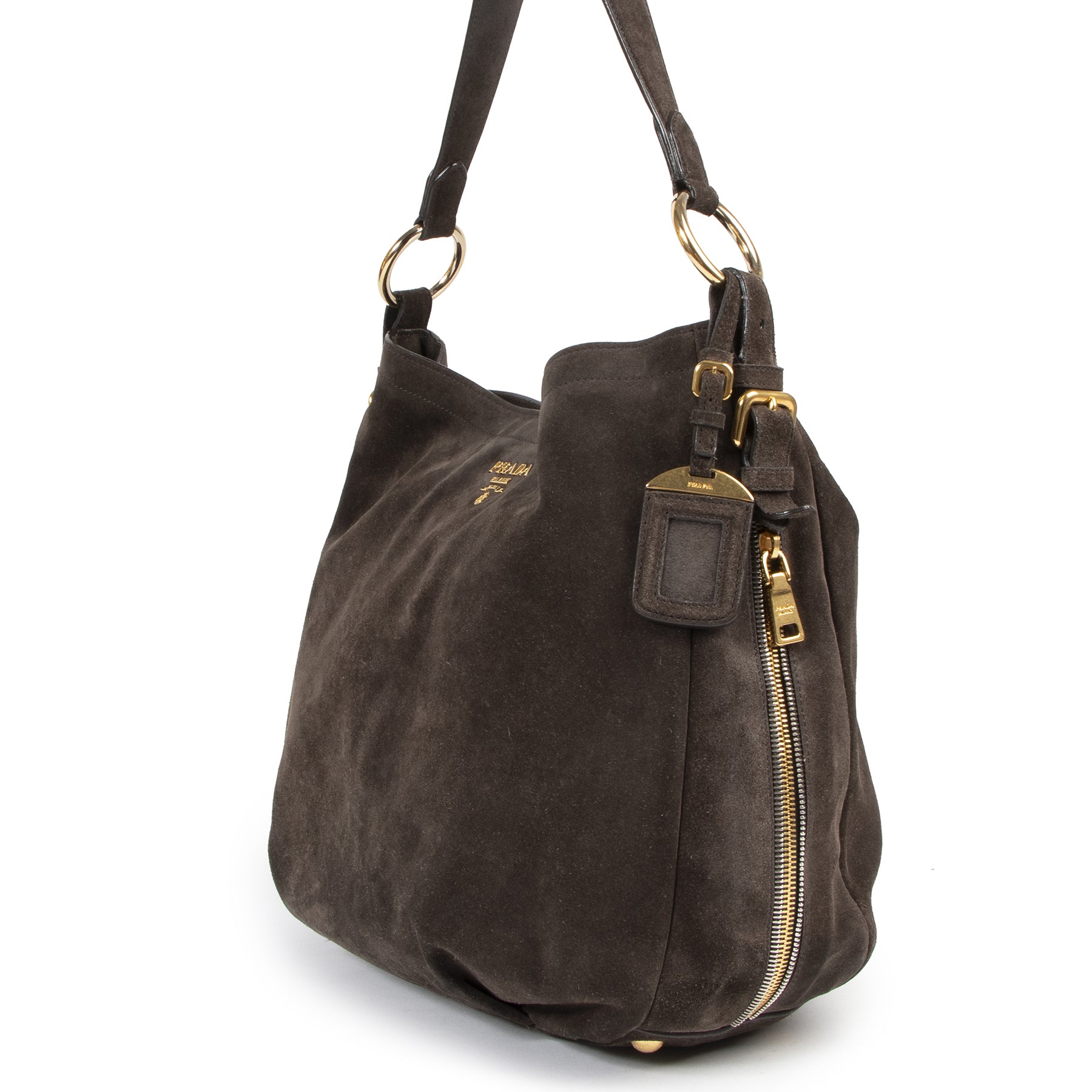 Prada Brown Suede Hobo Bag