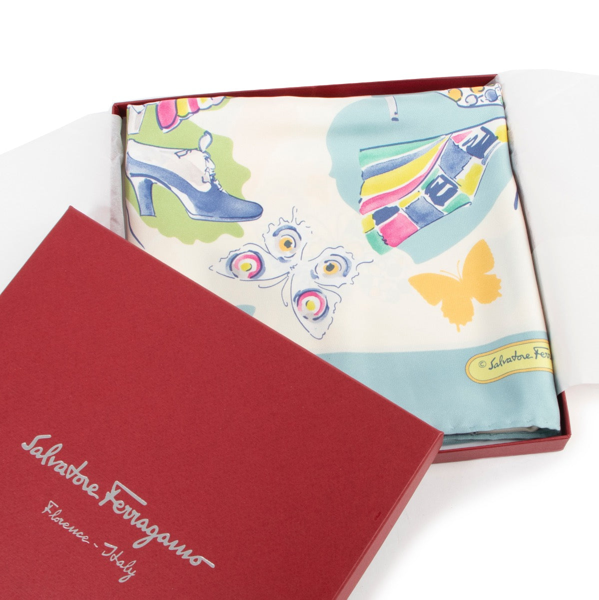 Shop safe online 100% authentic second hand Salvatore Ferragamo Multicolor Silk Scarf in very good condition at the right price at Labellov in Antwerp.
