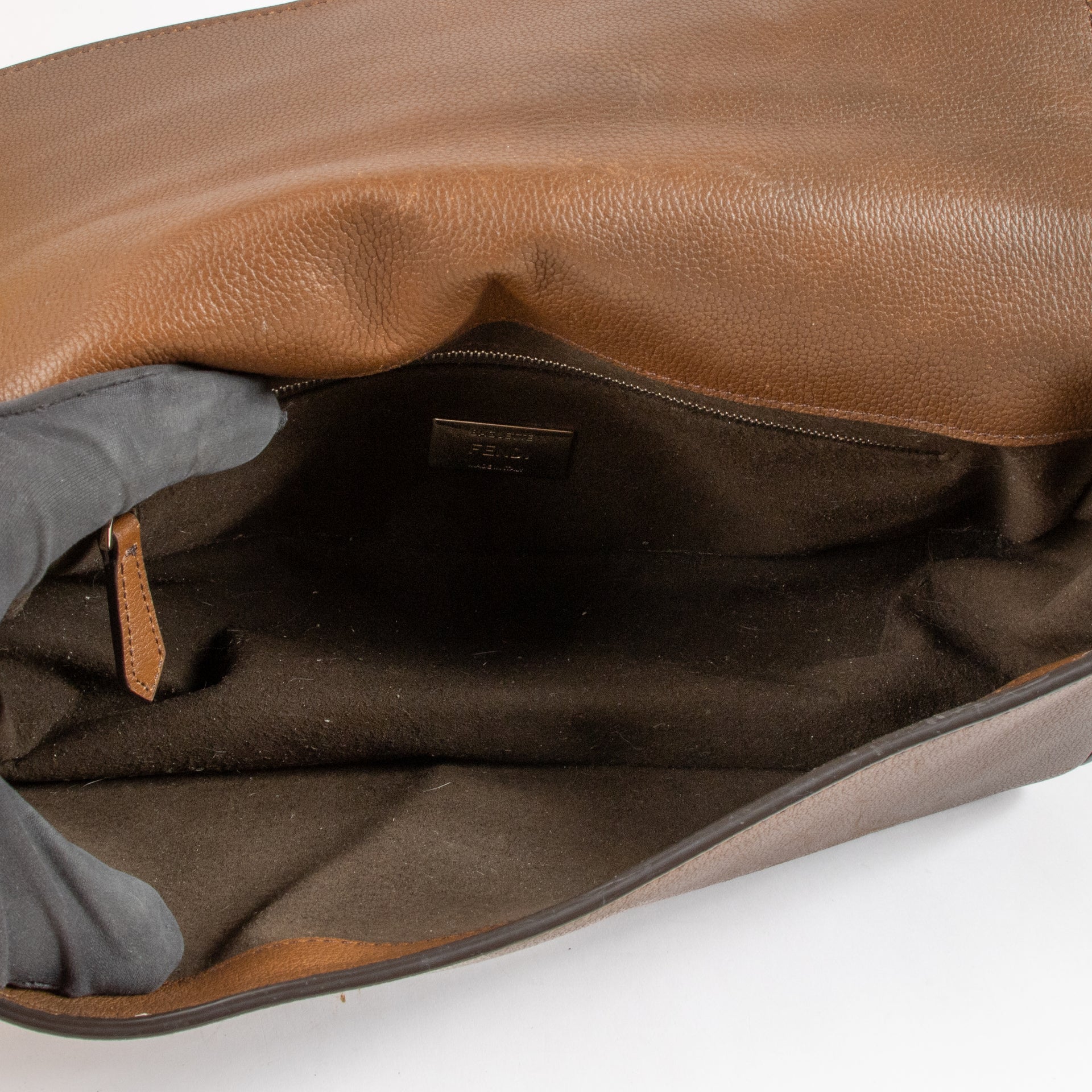 The Fendi Brown Leather Zipped Baguette Bag on Labellov.com !