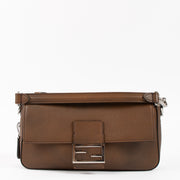 The Fendi Brown Leather Zipped Baguette Bag on Labellov.com !