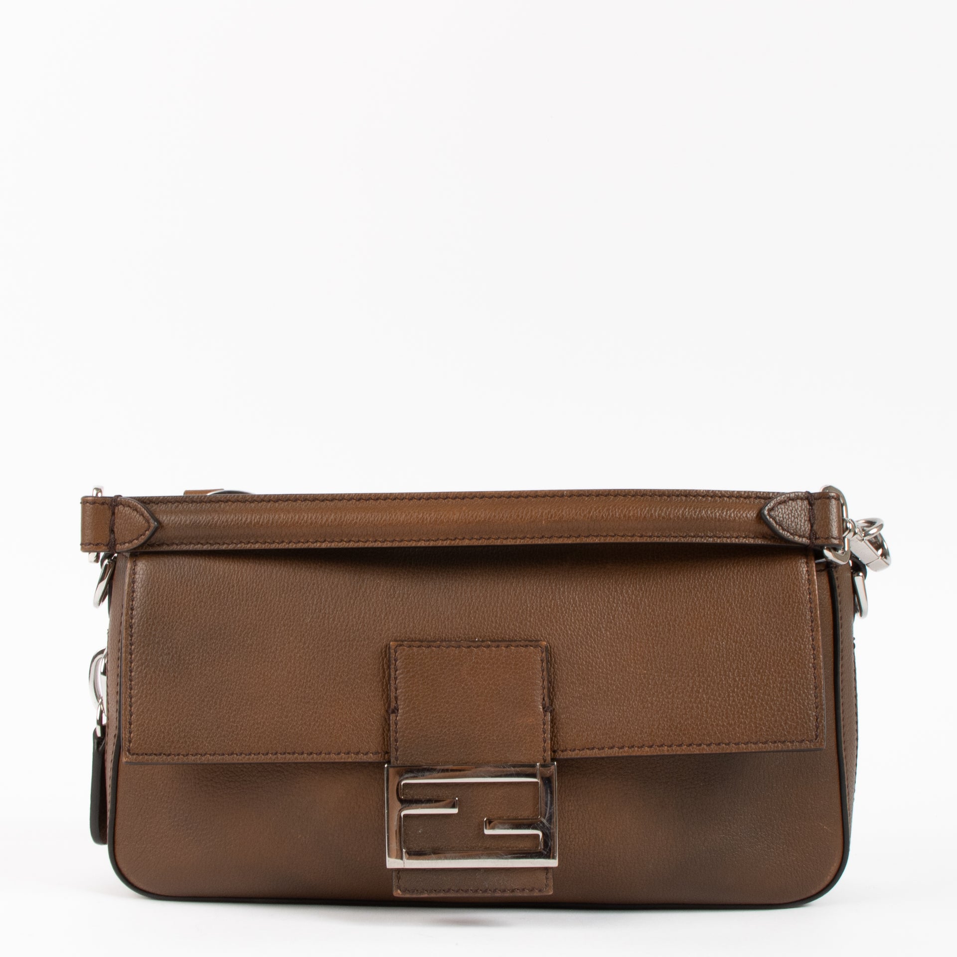 The Fendi Brown Leather Zipped Baguette Bag on Labellov.com !