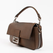 The Fendi Brown Leather Zipped Baguette Bag on Labellov.com !