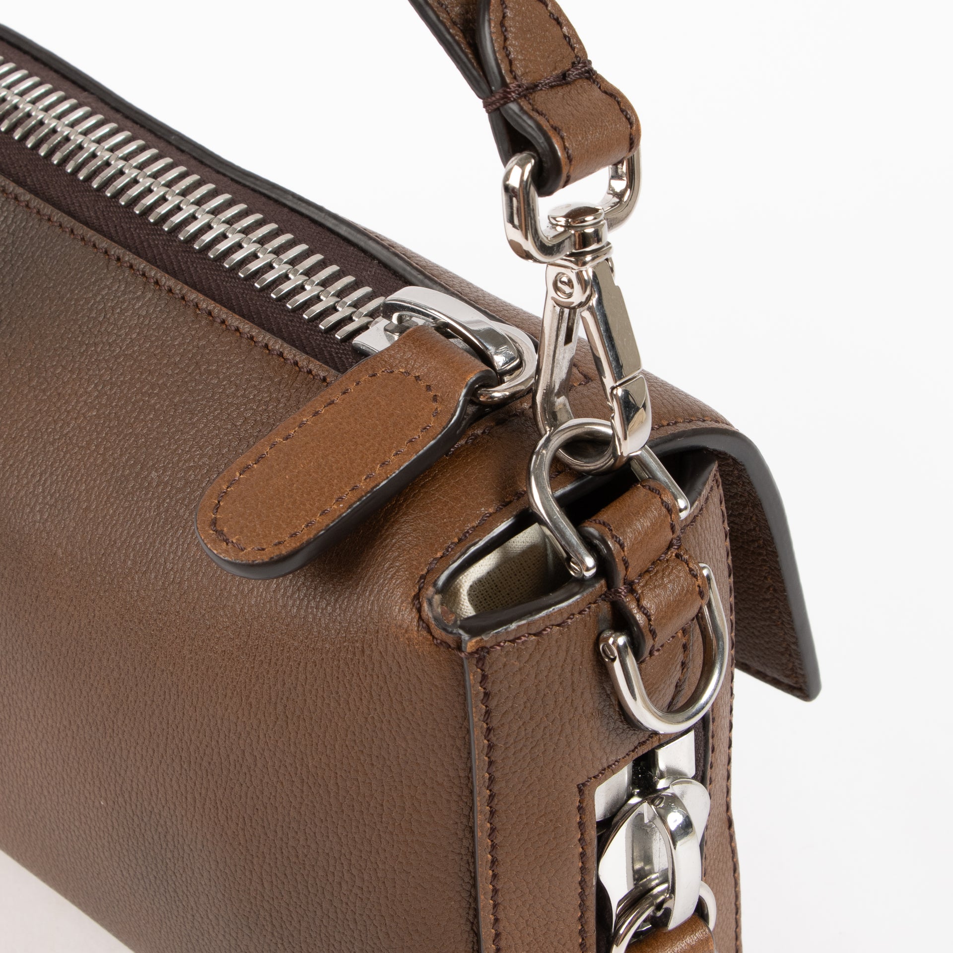 The Fendi Brown Leather Zipped Baguette Bag on Labellov.com !