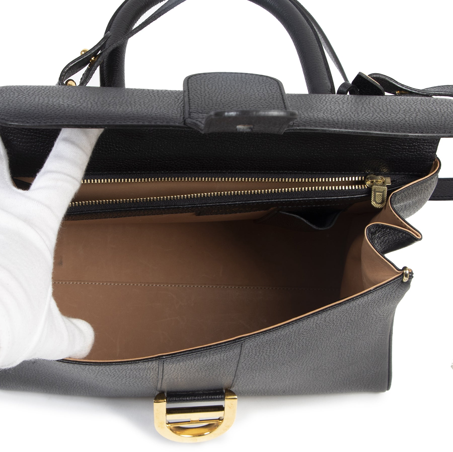 shop your secondhand shop safe online tegen de beste prijs Delvaux Black Brillant MM Bag + Strap