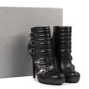 Authentique seconde-main vintage Alexander McQueen Buckled Leather Ankle Boots - Size 38 achète en ligne webshop LabelLOV