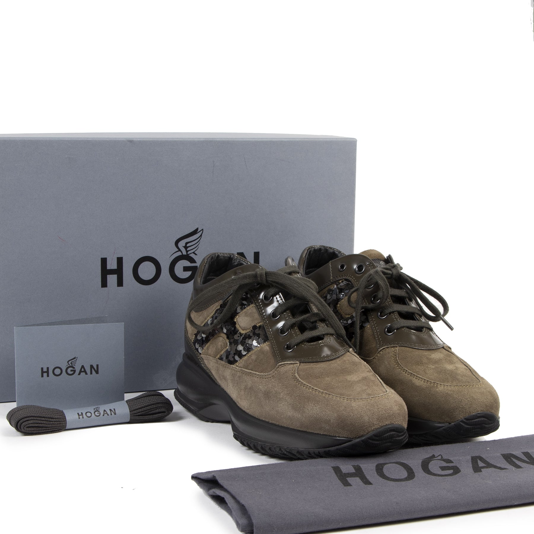 acheter en ligne seconde Hogan Interactive Khaki Sneakers - Size 38,5