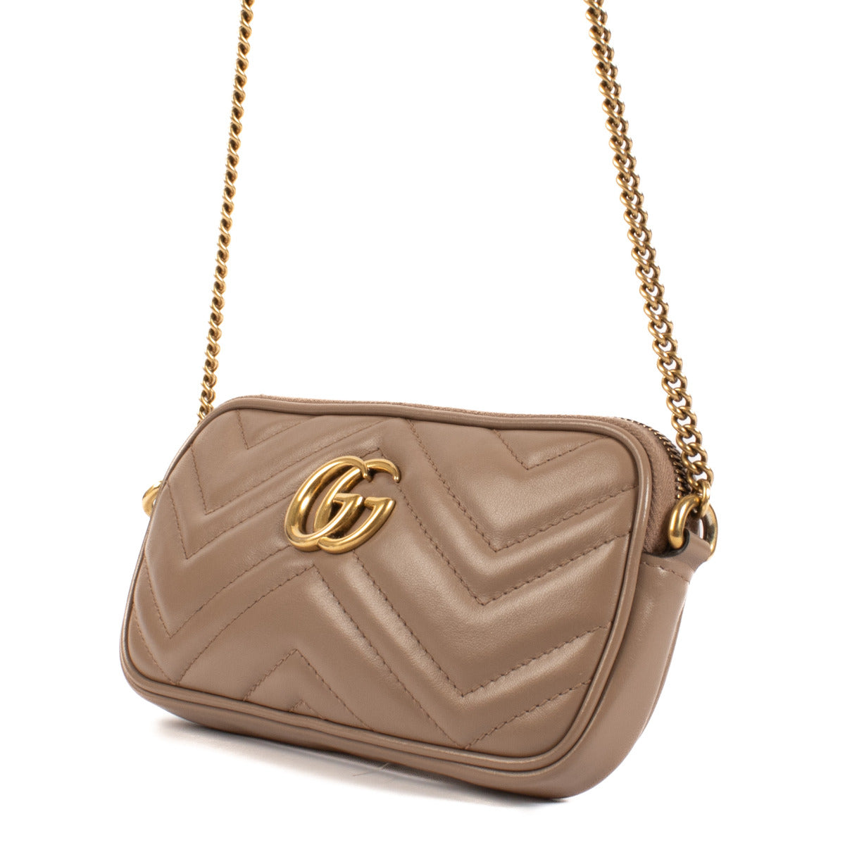 Gucci Nude Kalfsleer Matelassé Mini GG Marmont Crossbodytas