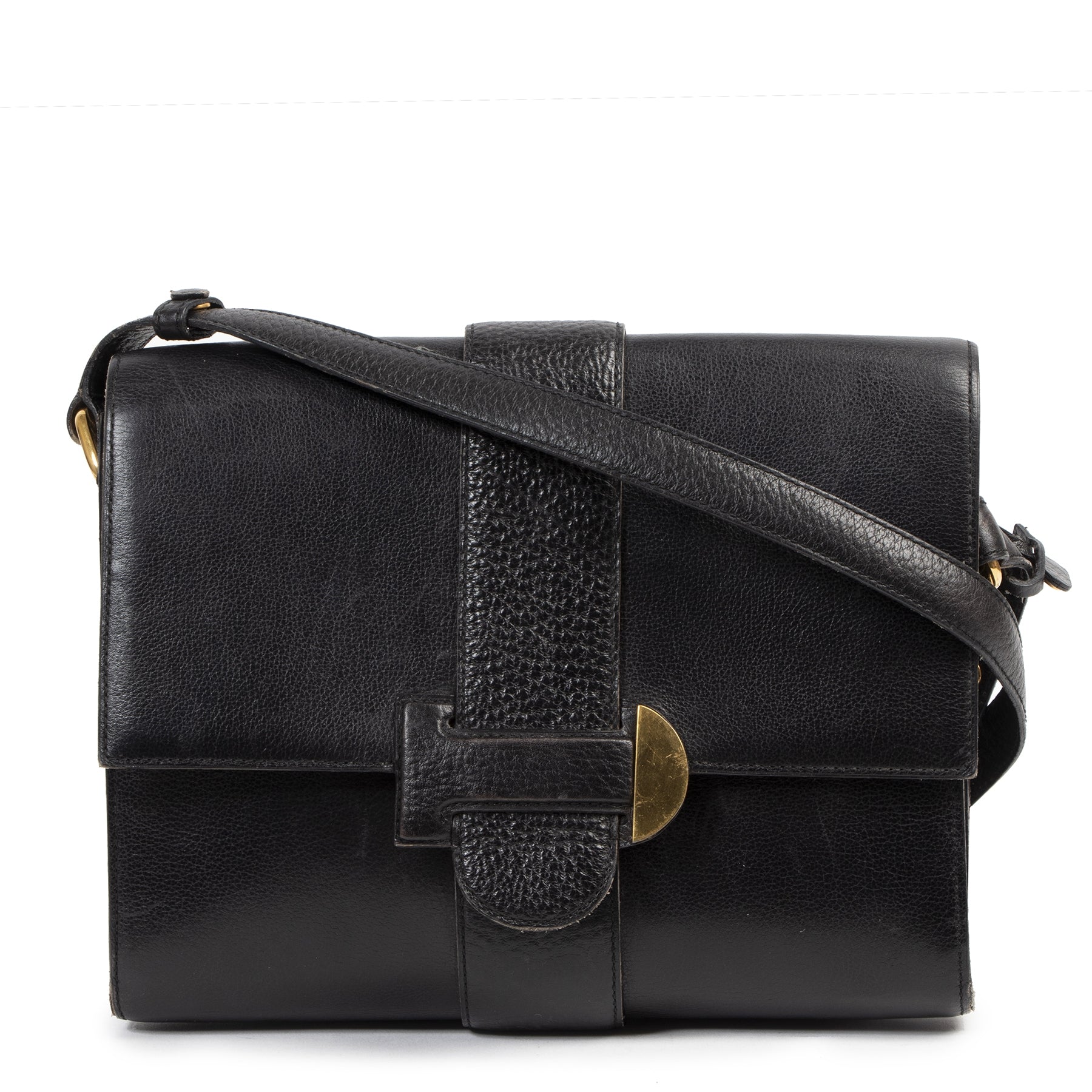 Authentic secondhand Delvaux Buckle Navy Crossbody Bag designer bags fashion luxury vintage webshop safe secure online shopping