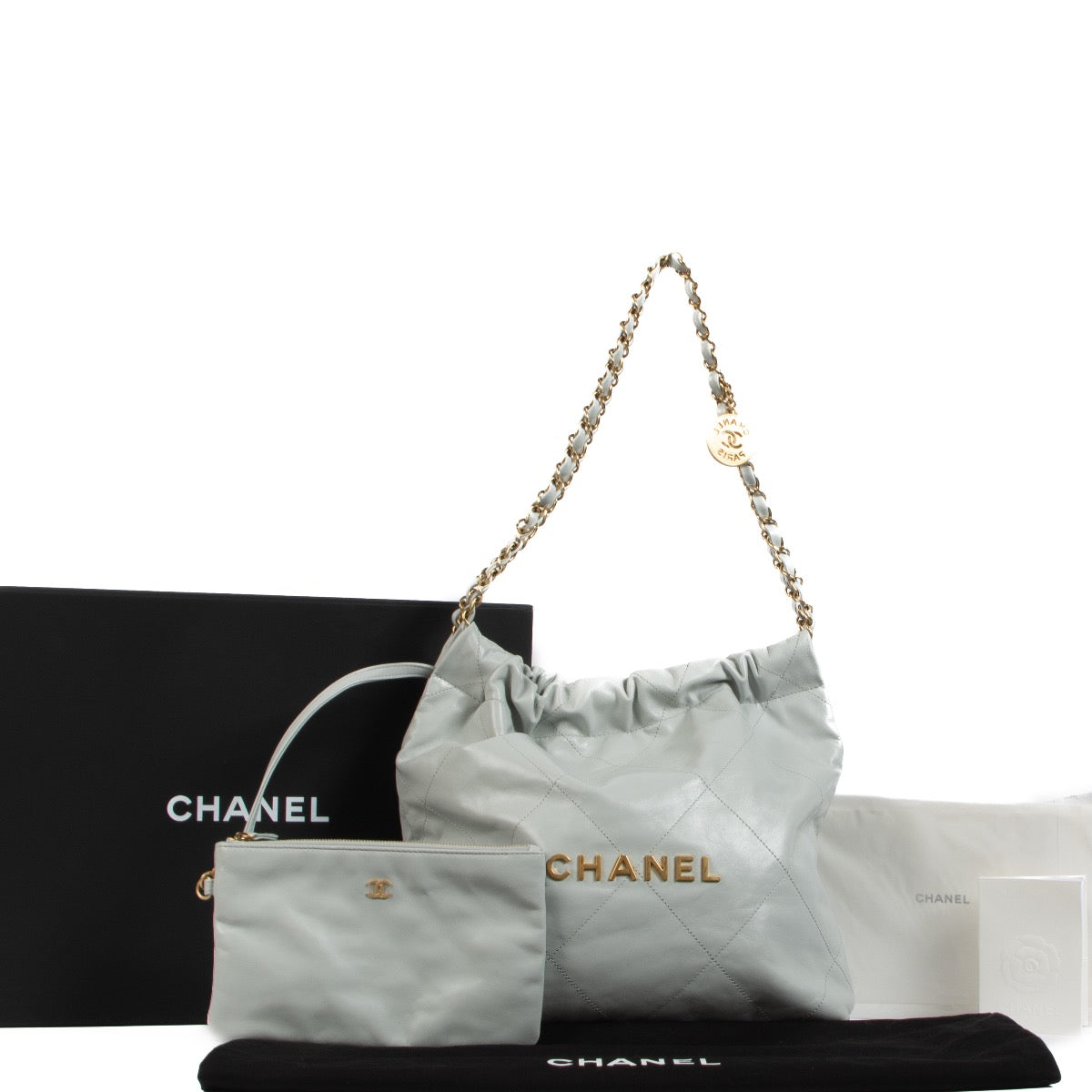 Shop 100% authentic second hand Chanel Glacier Blue 22 Small Handbag on Labellov.com