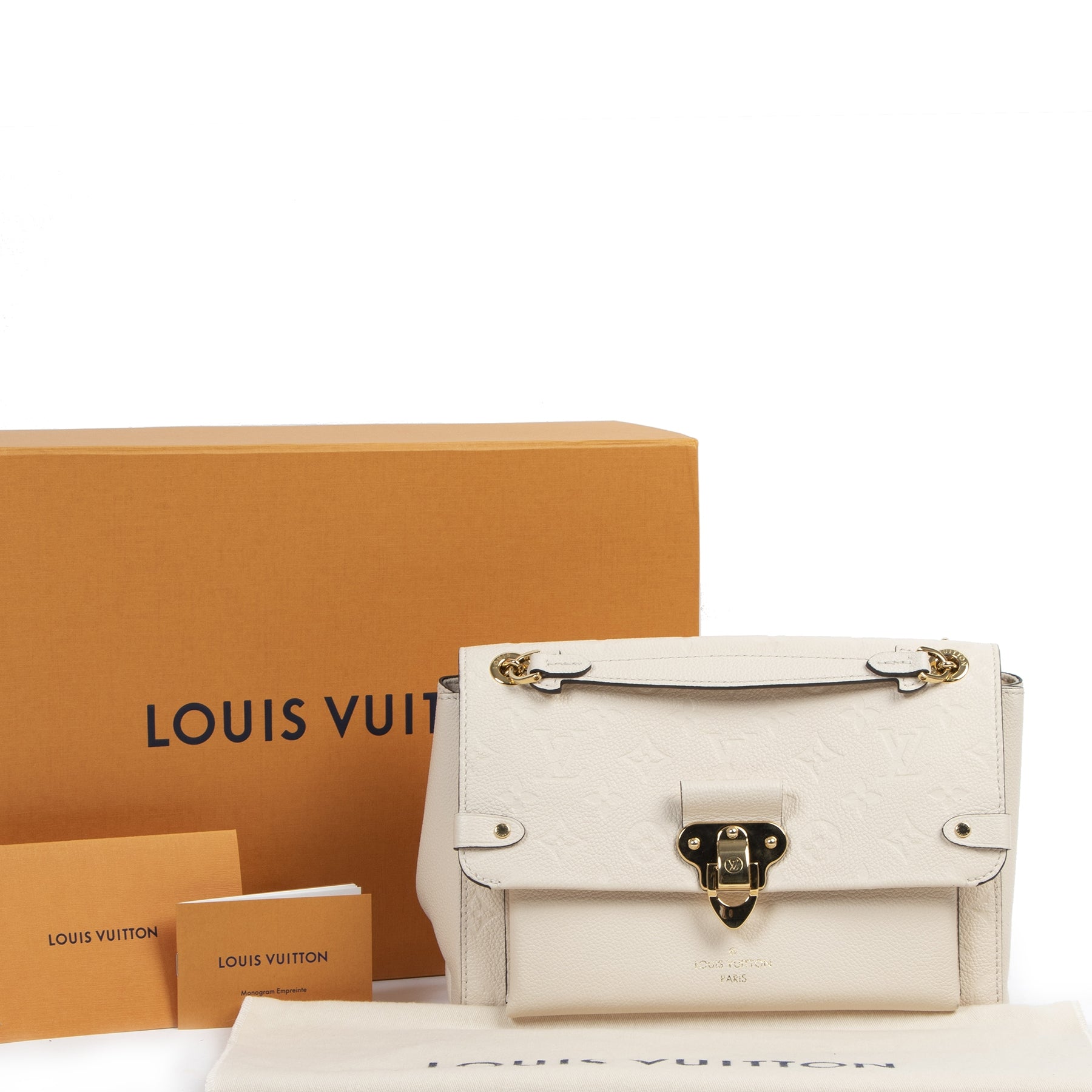 Authentic secondhand Louis Vuitton Cream Monogram Empreinte Vavin Bag designer bags fashion luxury vintage webshop safe secure online shopping