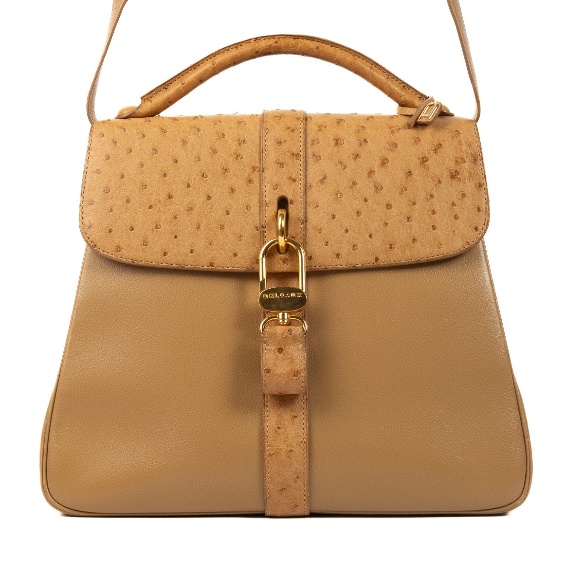 Delvaux Ostrich Sahara Gin Fizz Shoulder Bag